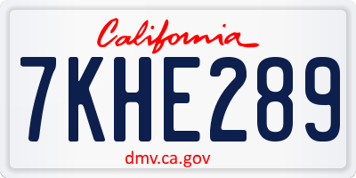 CA license plate 7KHE289