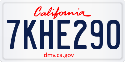 CA license plate 7KHE290