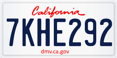 CA license plate 7KHE292