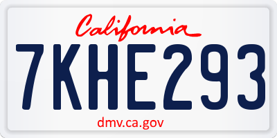 CA license plate 7KHE293
