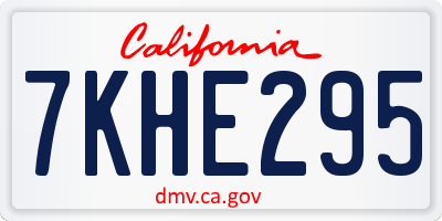 CA license plate 7KHE295