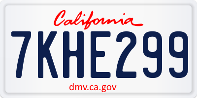 CA license plate 7KHE299