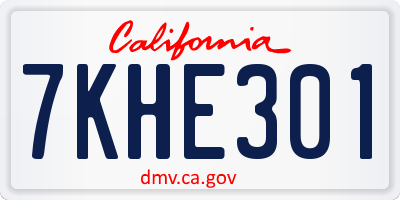 CA license plate 7KHE301