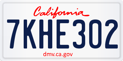 CA license plate 7KHE302