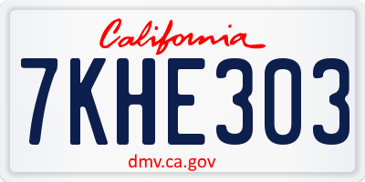 CA license plate 7KHE303