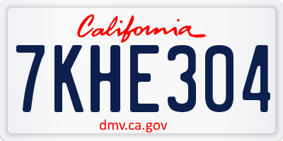 CA license plate 7KHE304