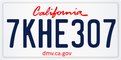 CA license plate 7KHE307