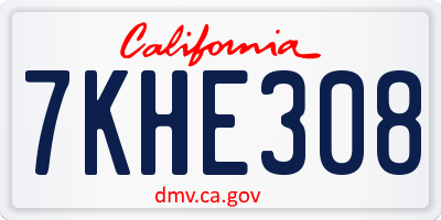 CA license plate 7KHE308