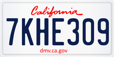 CA license plate 7KHE309
