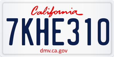 CA license plate 7KHE310