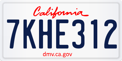 CA license plate 7KHE312
