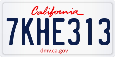 CA license plate 7KHE313