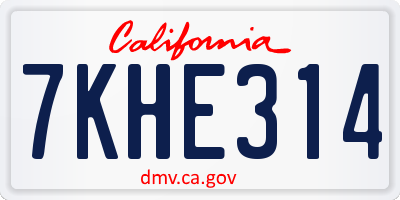 CA license plate 7KHE314
