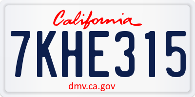 CA license plate 7KHE315