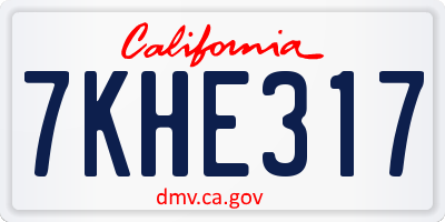 CA license plate 7KHE317