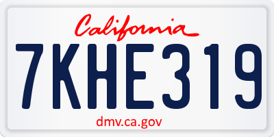 CA license plate 7KHE319