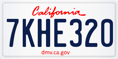 CA license plate 7KHE320