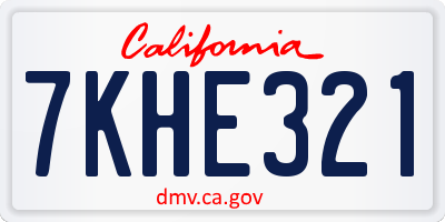 CA license plate 7KHE321