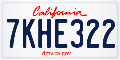 CA license plate 7KHE322