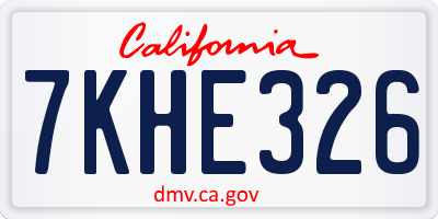 CA license plate 7KHE326