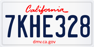 CA license plate 7KHE328