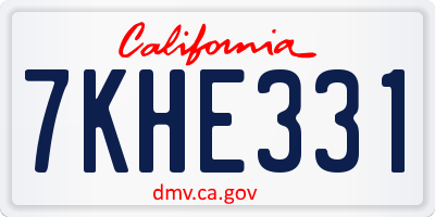 CA license plate 7KHE331