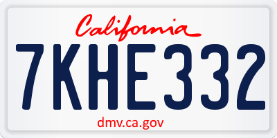 CA license plate 7KHE332
