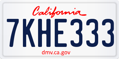 CA license plate 7KHE333