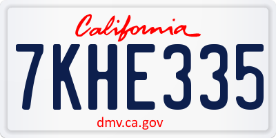 CA license plate 7KHE335