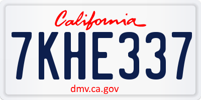 CA license plate 7KHE337