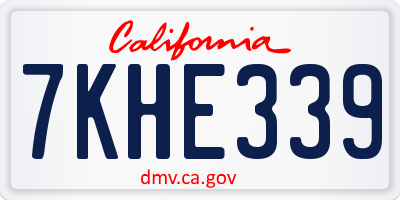 CA license plate 7KHE339