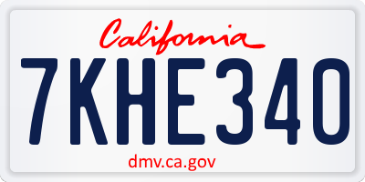CA license plate 7KHE340