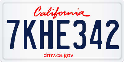 CA license plate 7KHE342