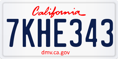 CA license plate 7KHE343