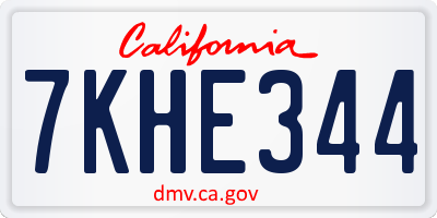 CA license plate 7KHE344