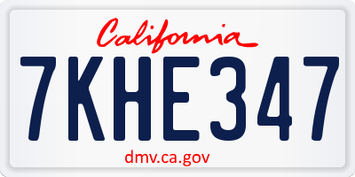 CA license plate 7KHE347
