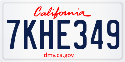 CA license plate 7KHE349