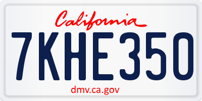 CA license plate 7KHE350