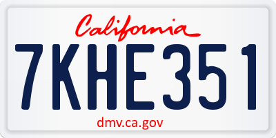 CA license plate 7KHE351
