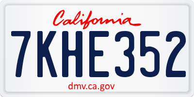 CA license plate 7KHE352