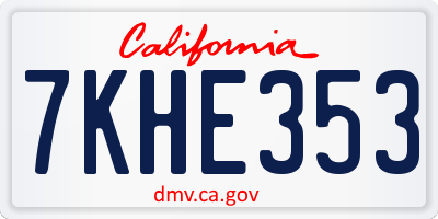 CA license plate 7KHE353