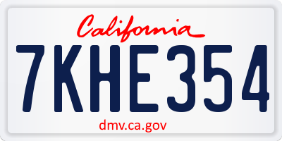 CA license plate 7KHE354