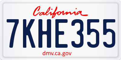 CA license plate 7KHE355