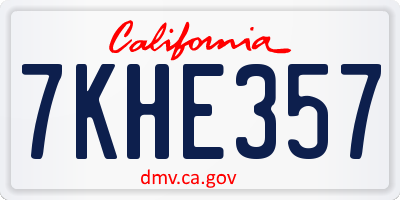 CA license plate 7KHE357