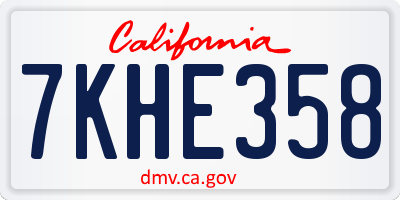 CA license plate 7KHE358