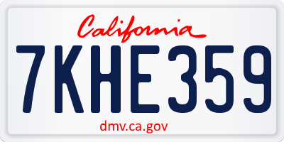 CA license plate 7KHE359