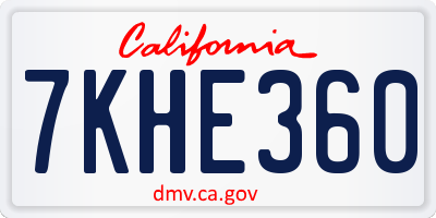 CA license plate 7KHE360