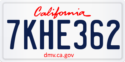 CA license plate 7KHE362