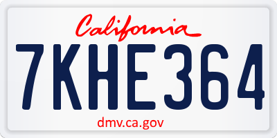 CA license plate 7KHE364