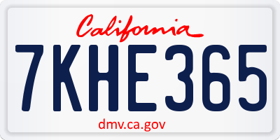 CA license plate 7KHE365